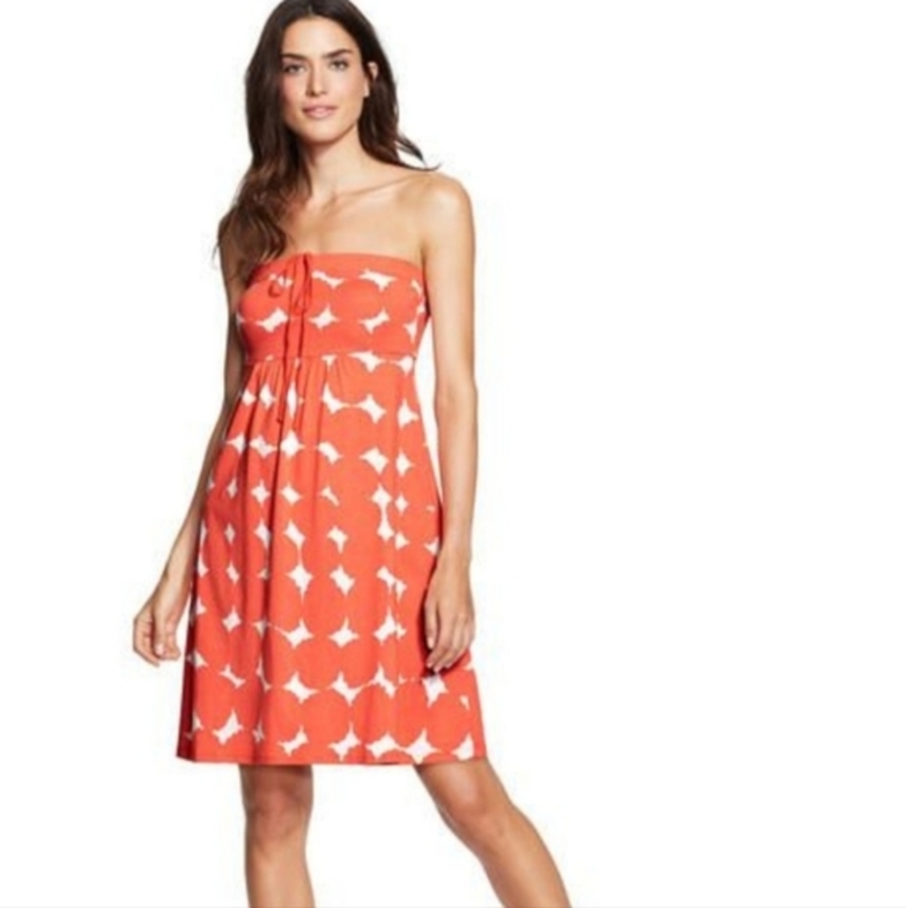 Boden‎ Womens Cotton Jersey Halter Neck Mini Empire Waist Dress Orange Size 4 R